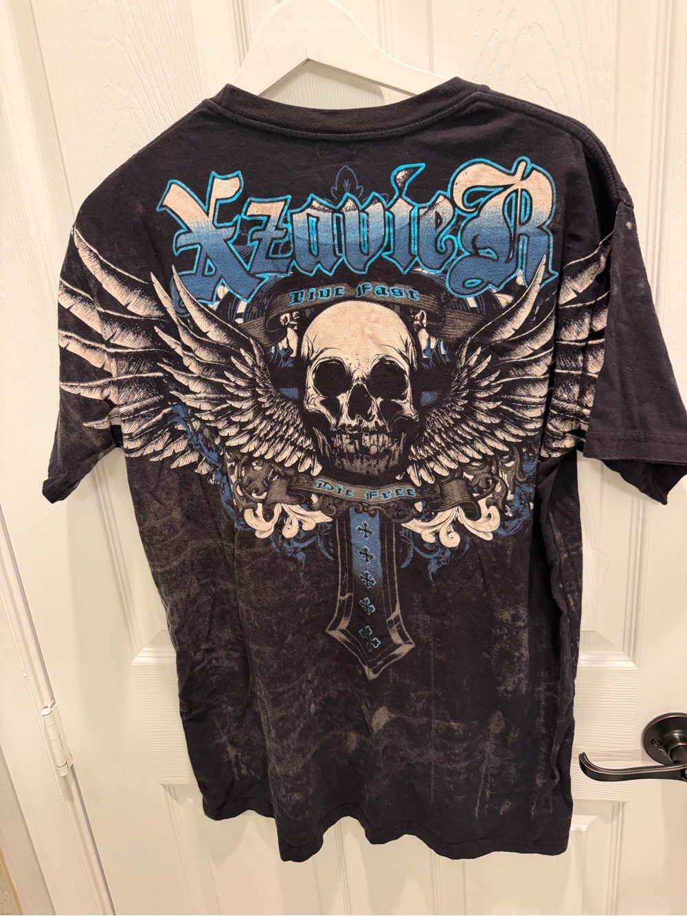 Vintage Xzavier Affliction Skull Wings Cross T-Shirt … - Gem